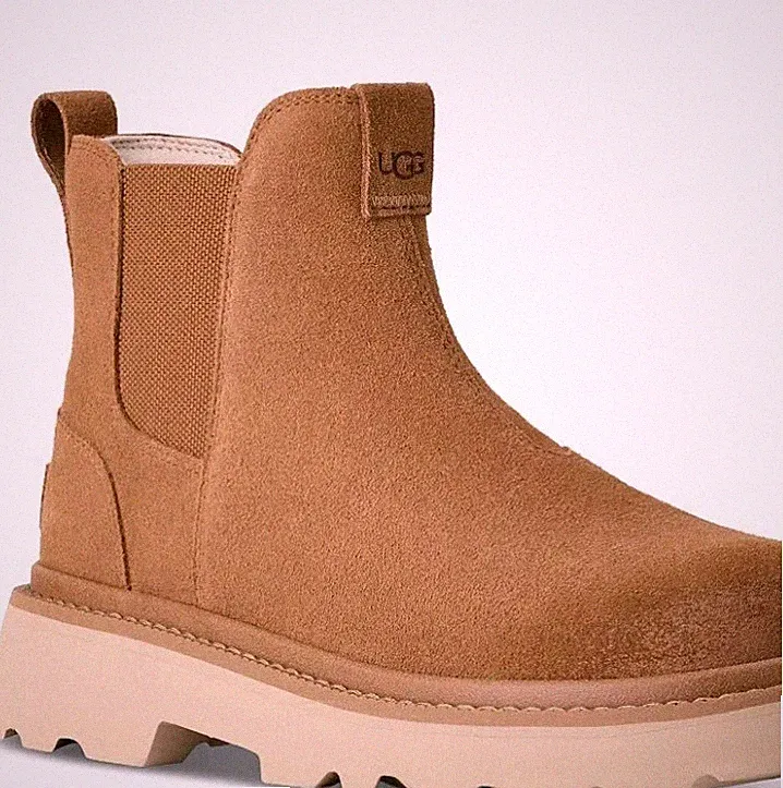 Mens UGG Chelsea Lug Twinsole Chestnut Suede & Sheepskin Boots Sz 9 New In Box